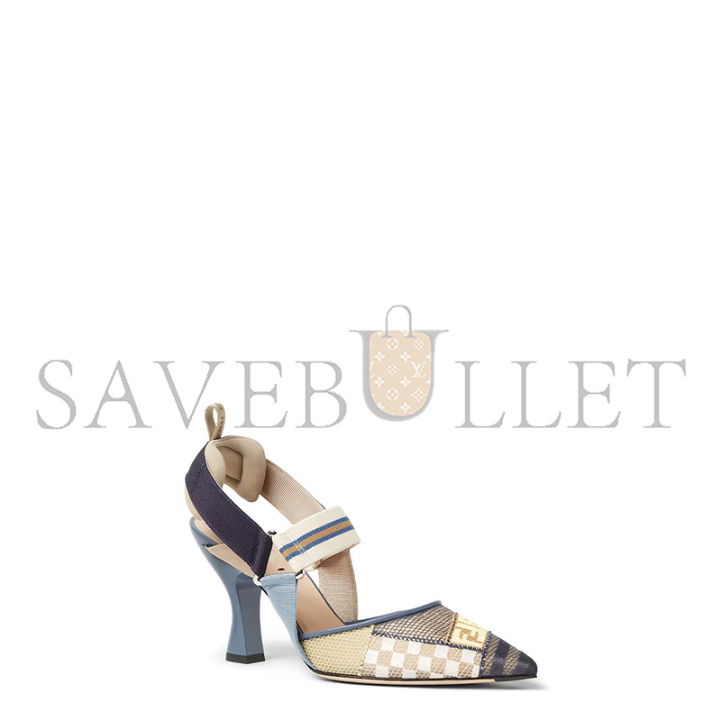 FENDI COLIBRÌ MULTICOLOR MESH MEDIUM-HEELED SLINGBACKS 8J8752AU38F1SZW